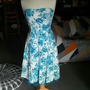 Strapless floral print dress
